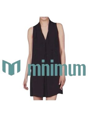 Minimum (Denmark) Black Sleeveless V-Neck Swing Dress (US4/EU36)